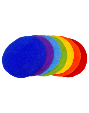 Papoose Toys 30cm Round Mats Rainbow/7pc
