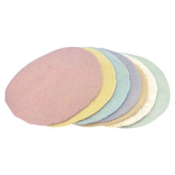 Papoose Toys 30cm Round Mats Pastel/7pc