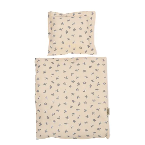 Poppenbedset blauwe strik, 40cm