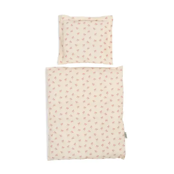 Poppenbedset roze strik, 50cm