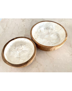 Papoose Toys Teak Bowls inlaid with white shell
