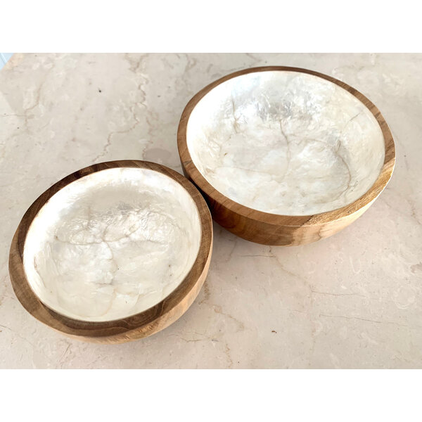 Papoose Toys Teak Bowls inlaid with white shell