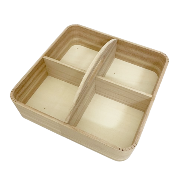 Papoose Toys Houten opbergkistje met 4 gaten, naturel