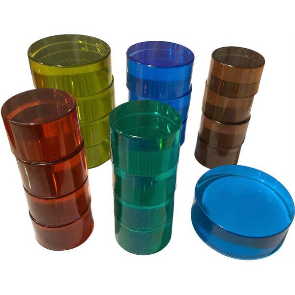 Papoose Toys Grote Mandala Lucite schijven, cool/21 stuks