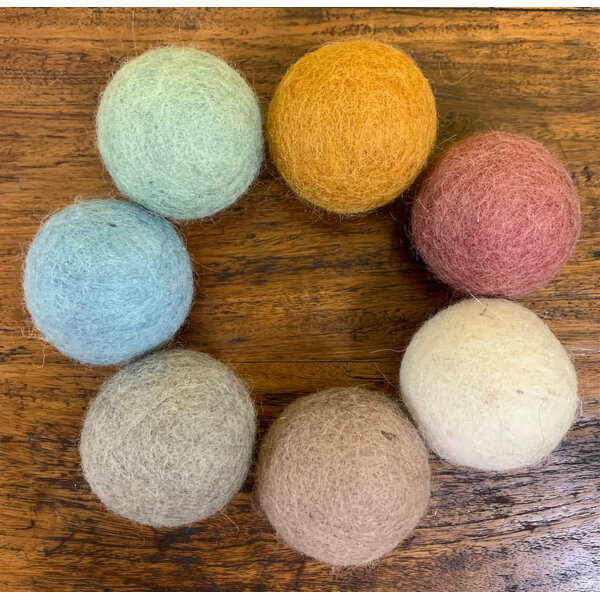 Papoose Toys Aardekleurige vilten ballen van 5 cm / 7 stuks