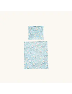  Poppenbedset 40cm bloemen, blauw