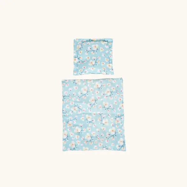Poppenbedset 40cm bloemen, blauw