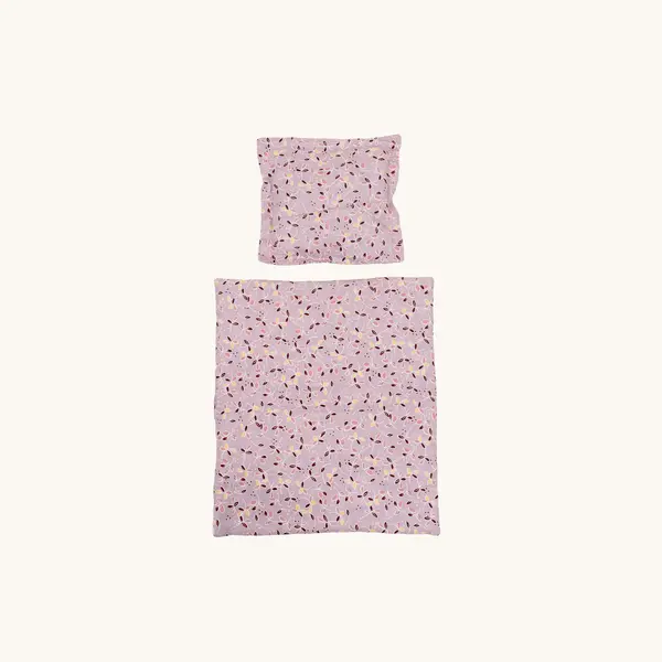 Poppenbedset 40cm bloemen, paars