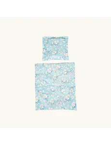  Poppenbedset 50cm bloemen, blauw