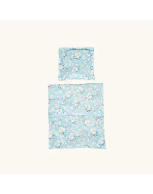  Poppenbedset 50cm bloemen, blauw