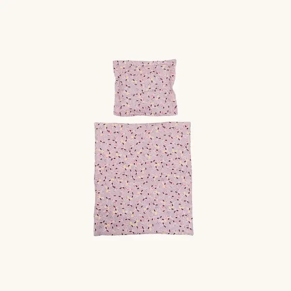 Poppenbedset 50cm bloemen, paars