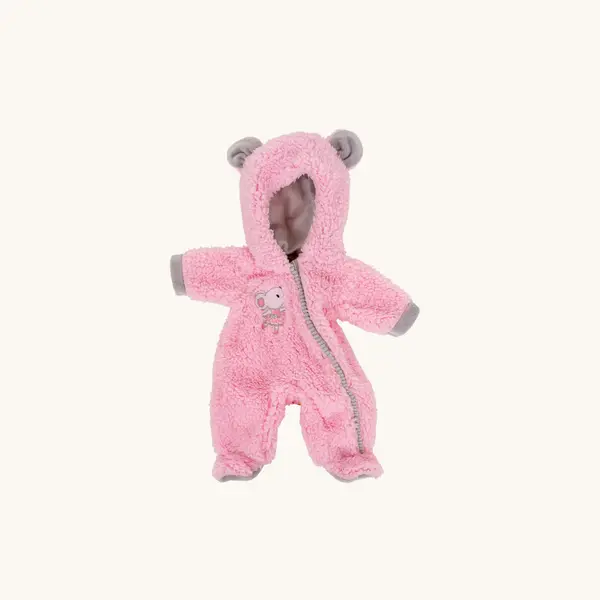 Sneeuwpak, roze met bont (35 cm)