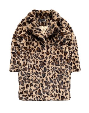  Fluffy Leopard Coat - Brown