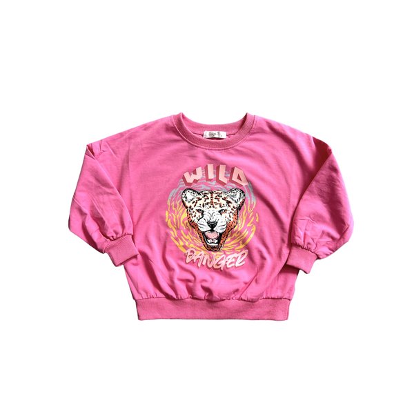 Girls Tiger Sweater - Fuchsia
