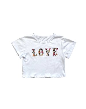  Retro Love Crop Shirt - Fuchsia/Orange