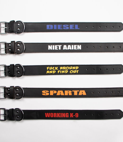 Always Prepared Leather collar personalized (35-50 CM)