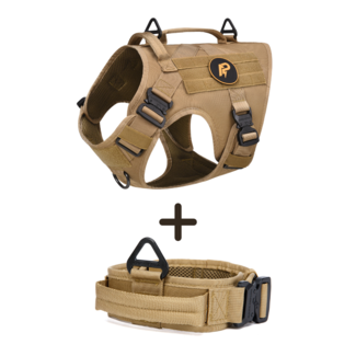 Combi-Deal Pro K9 Harness + Collar khaki