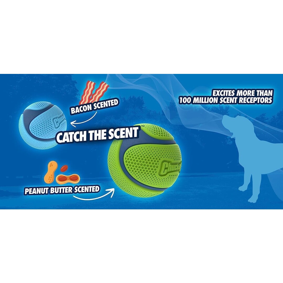 Chuckit! Sniff Fetch Ball Bacon & Peanut Butter M 2-pack