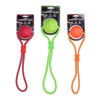 Foam rubber ball with rope