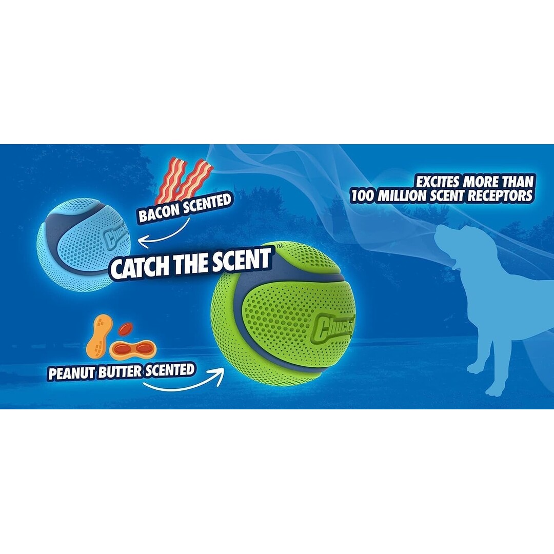 Chuckit! Sniff Fetch Ball Bacon & Peanut Butter M 2-pack