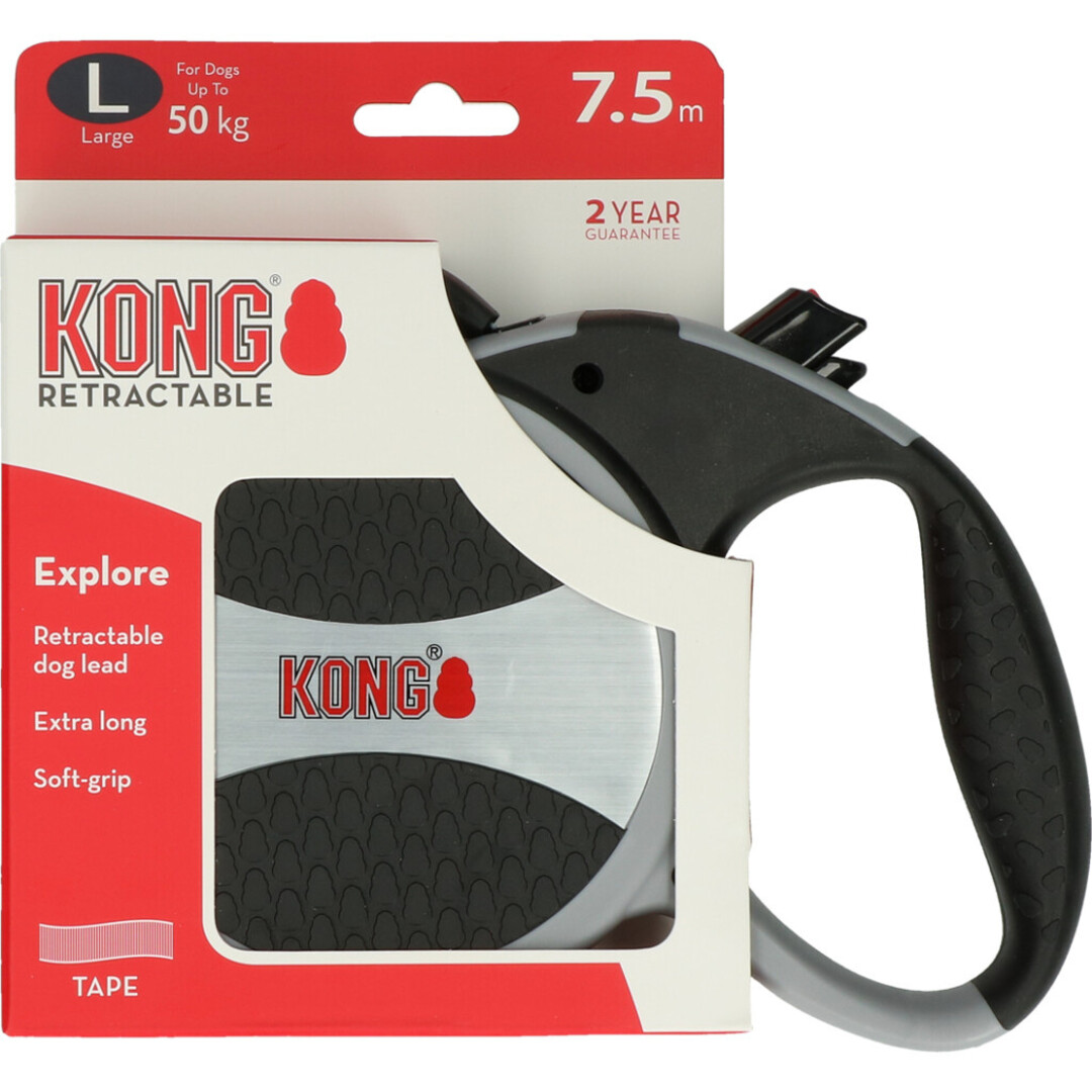 KONG Retractable Leash - Explore Grijs L - 7,5M
