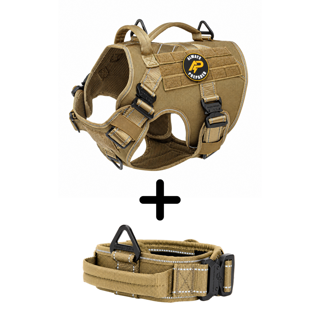 Combi-Deal Pro Harness + Collar Khaki Reflective