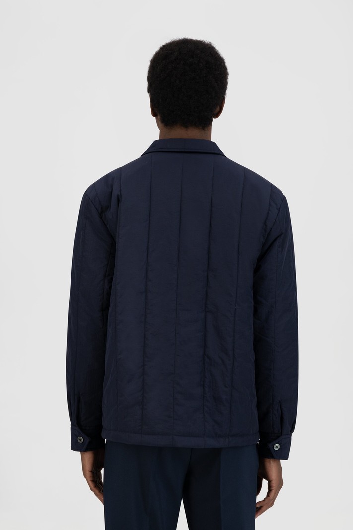 OLAF HUSSEIN Quilted Pocket Overshirt Navy
