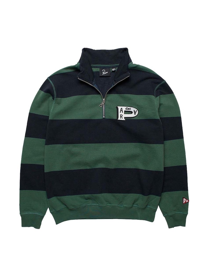 By Parra Worked P Striper Half Zip Sweatshirt Navy Green