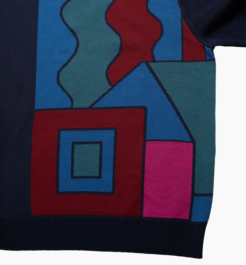 By Parra Blocked Landscape Knitted Pullover Navy