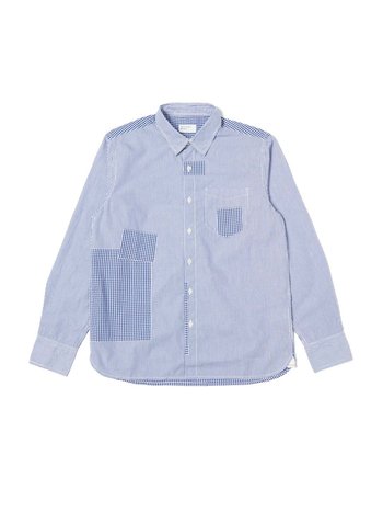 Universal Works Classic Shirting Patched Shirt Blue