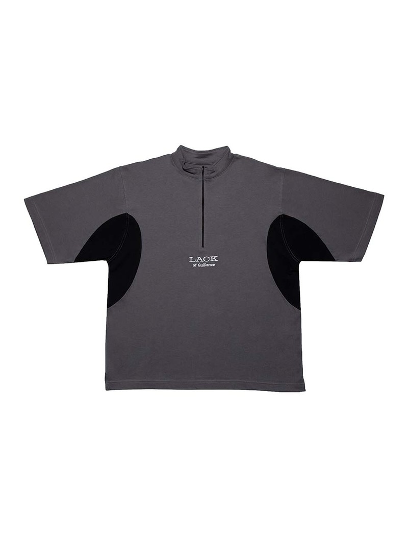Lack of Guidance Alessandro Mock Neck T-Shirt Black Dark Grey