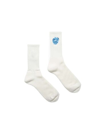 By Parra 1976 Logo Crew Socks Off White Blue