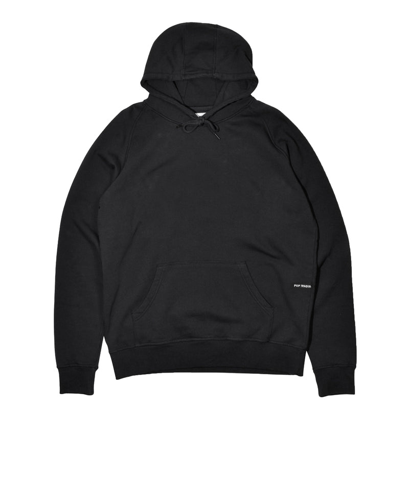 POP Trading Company Logo Hooded Sweat Black White