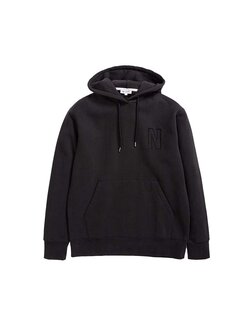 Norse Projects Arne Relaxed Organic Brushed Fleece N Logo Hoodie Black