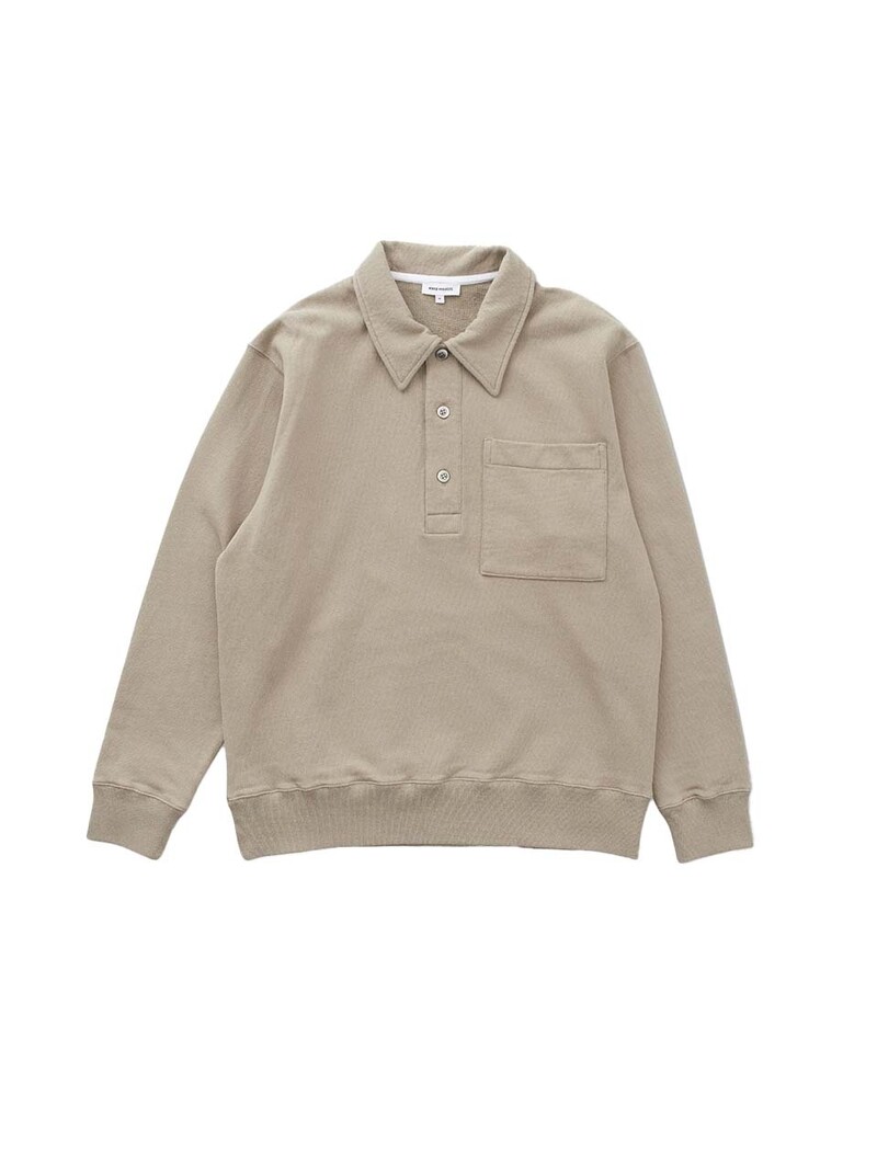 Norse Projects Fraser Relaxed Organic Loopback Tab Series LS Polo Sand