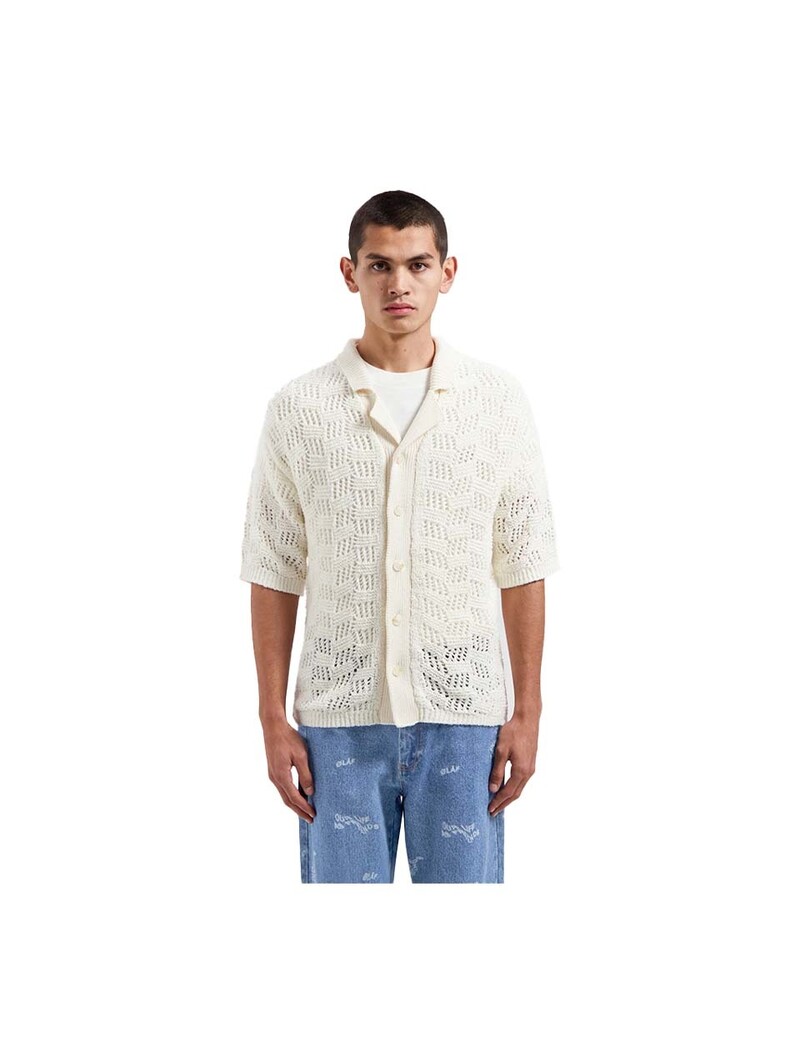 OLAF Check Knitted SS Shirt Off White