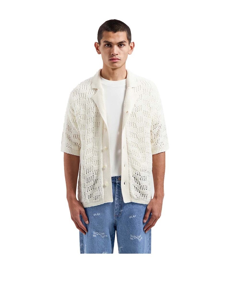 OLAF Check Knitted SS Shirt Off White