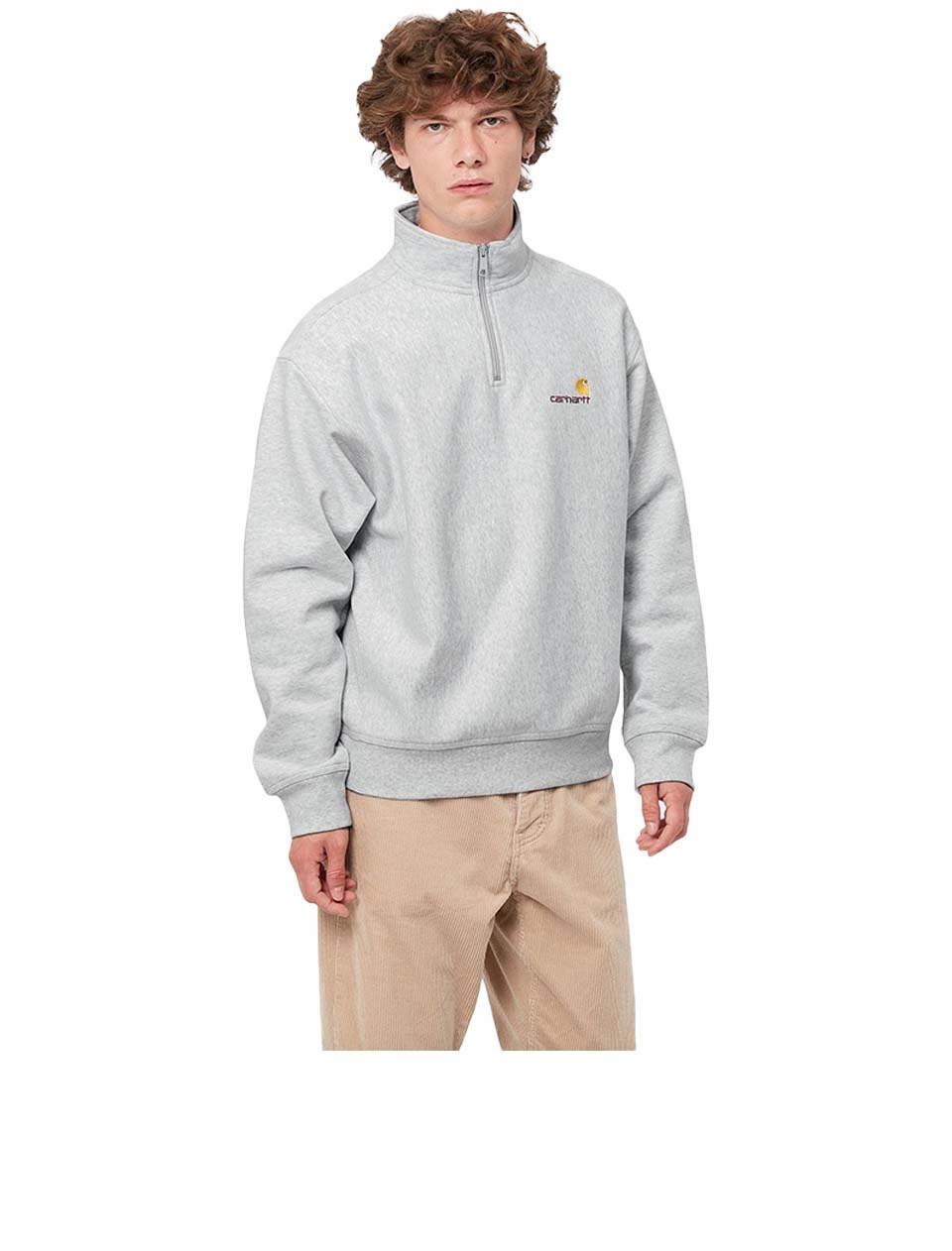 Carhartt WIP Half Zip American Script Sweat Ash Heather
