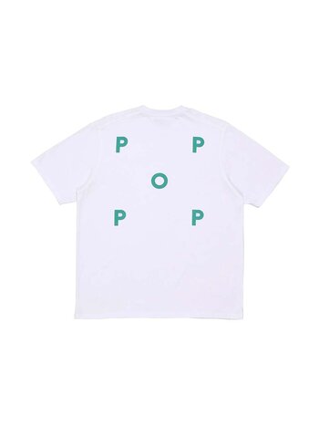 POP Trading Company Pop Logo T-Shirt White/Peacock Green