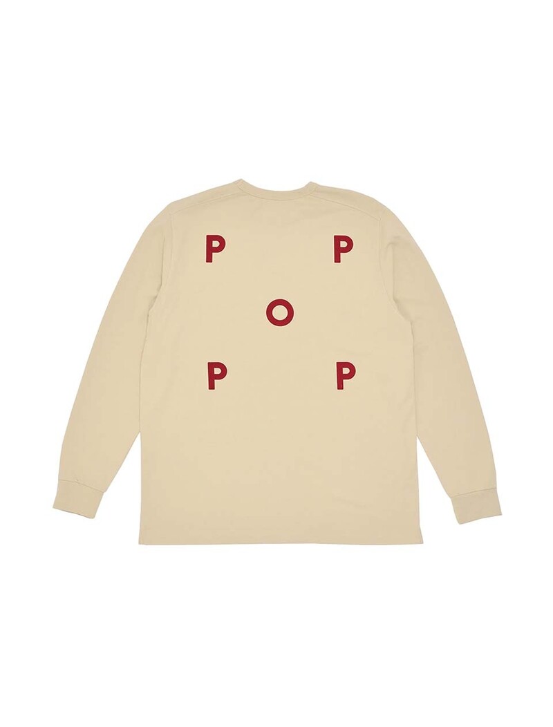 POP Trading Company Pop Logo Longsleeve T-Shirt White Pepper/Rio Red