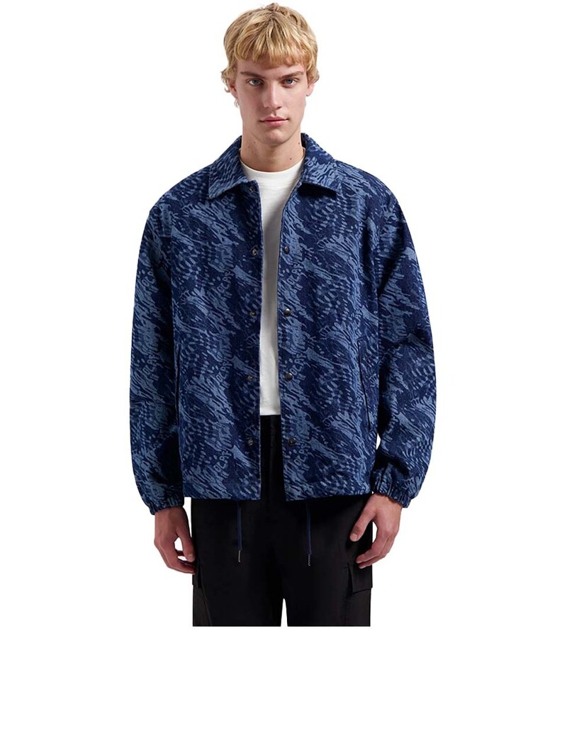 OLAF Water AOP Denim Coach Jacket Mid Blue