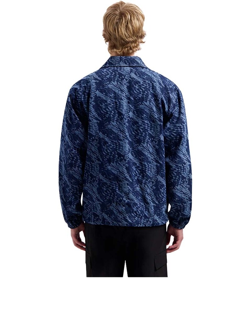 OLAF Water AOP Denim Coach Jacket Mid Blue