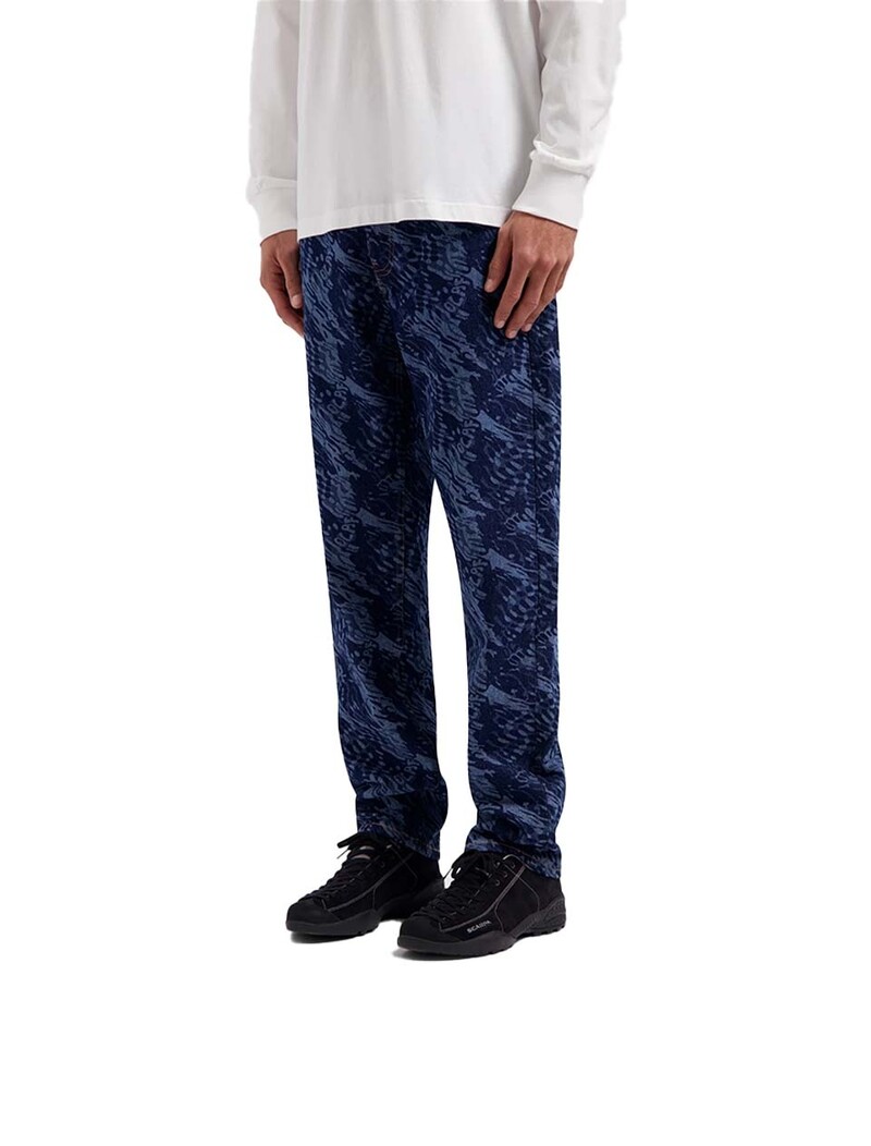 OLAF Water AOP Denim Pants Mid Blue