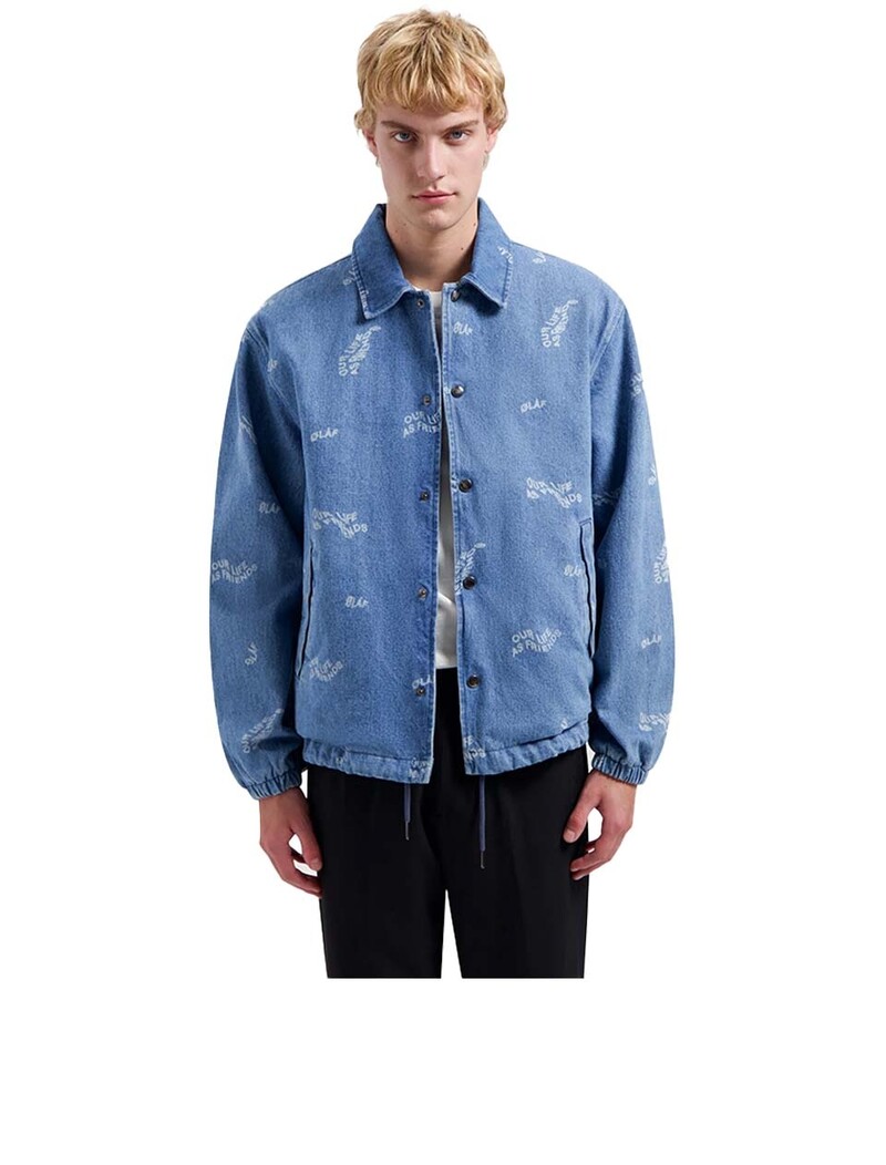 OLAF Wavy AOP Denim Coach Jacket Light Rinse