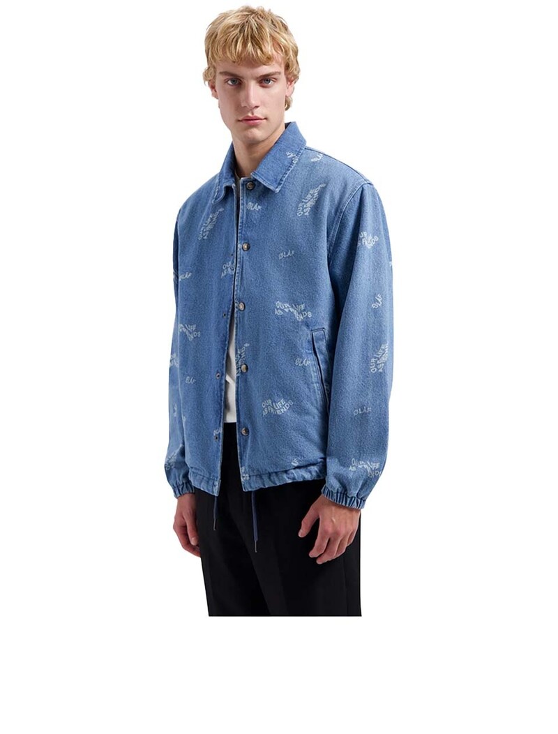 OLAF Wavy AOP Denim Coach Jacket Light Rinse