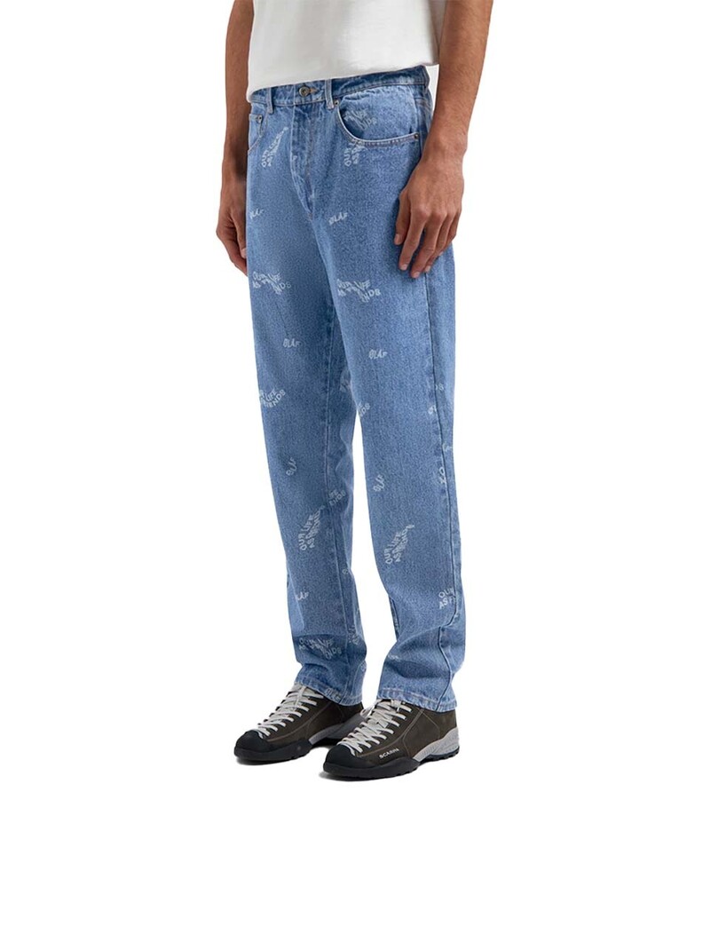 OLAF Wavy AOP Denim Pants Light Rinse