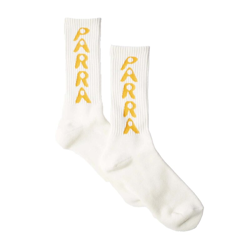 By Parra Hole Logo Crew Socks White