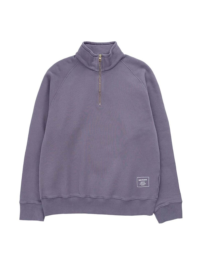 Norse Projects Marten Relaxed Organic Raglan Half Zip Dusk Purple