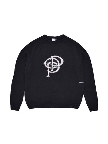 POP Trading Company Initials Knitted Crewneck Black