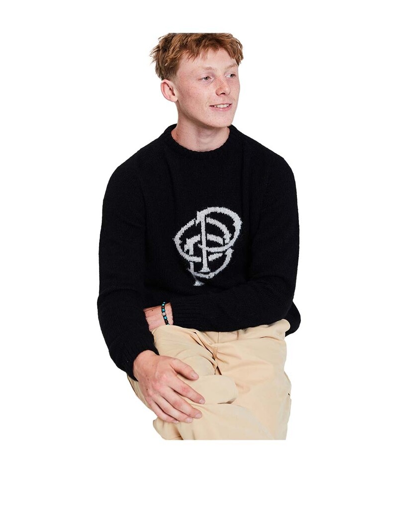 POP Trading Company Initials Knitted Crewneck Black